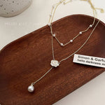 Load image into Gallery viewer, Camellia Double-Layer Pearl Necklace Female Summer Accessible Luxury Level Sense Special-Interest Design Necklace Temperamental Tassels Clavicle Chain