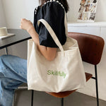 Load image into Gallery viewer, Japanese Style Transparent Waterproof One-Shoulder Canvas Bag for Work and Shopping