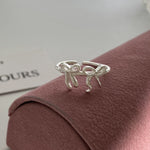 Load image into Gallery viewer, Double Bow Ring Female Minimalist Easiest for Match Sweet Cool Twin S925 Silver Plated Open Ring Ins Style Index Finger Ring Tide