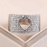 Load image into Gallery viewer, Luxury Crystal Rings for Women Hollow Love Heart Punk Design White Cubic Zircon Wide Finger Ring Silver Plated Jewelry Gift