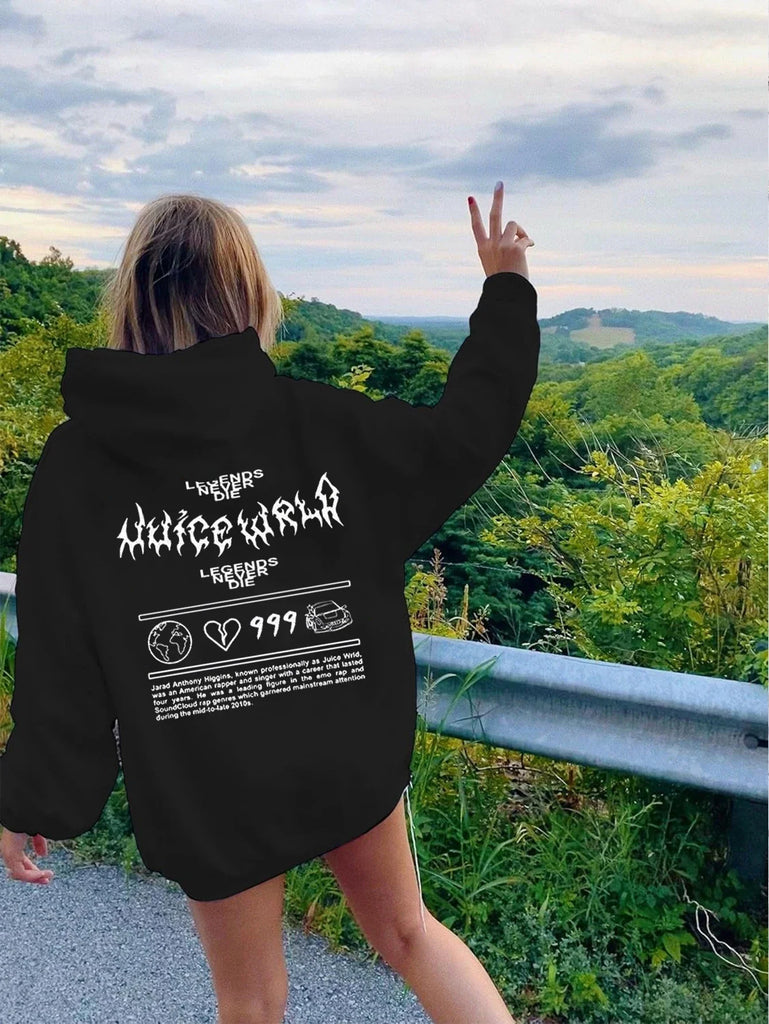 Rapper Juice Wrld 999 Letter Printed Hoodie Y2k Women's Casual Fashion Sportswear Autumn/Winter Hoodie Women's Clothing