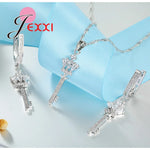 Load image into Gallery viewer, Fashion Lamp Design Silver Color Crystal Jewelry Set For Women Anniversary Gift Necklace Pendent And Earrings New Arrival