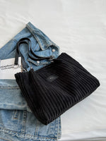 Load image into Gallery viewer, Large-Volume Collage Corduroy Tote Bag Casual Retro Double-Hand Shoulder Bag