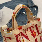 Load image into Gallery viewer, Gentle Woman Letter Printing Small Tote Bag, Street Trendy Canvas Mini Handbag Shoulder Bag, Versatile Teen Women Crossbody Bag,