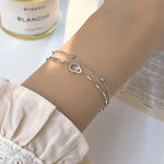 Load image into Gallery viewer, 925 Sterling Silver Double Layered Interlocking Bracelet With Sparkling Zirconia Bracelet For Women's Fashionable Jewelry Gift