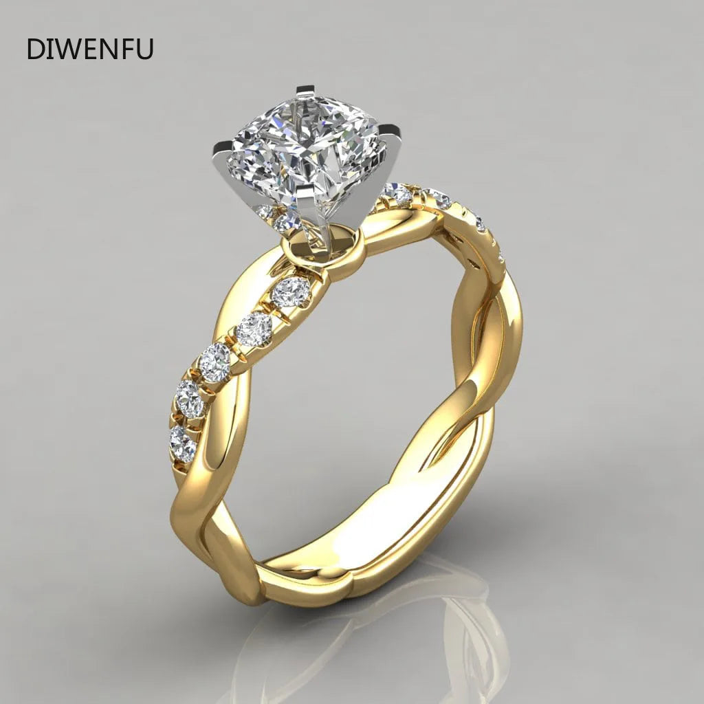 Soild 14K Yellow Gold 2 Carat Diamond Rings for Women 2021 Fashion Pure Jewelry Bizuteria Gemstone Anillos De Wedding Rings