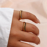Load image into Gallery viewer, E.B.belle Stainless Steel Jewelry Trendy Micro Paved Rhinestone Multiple Layer Wedding Party Rings For Bridal Gold Plated Ring