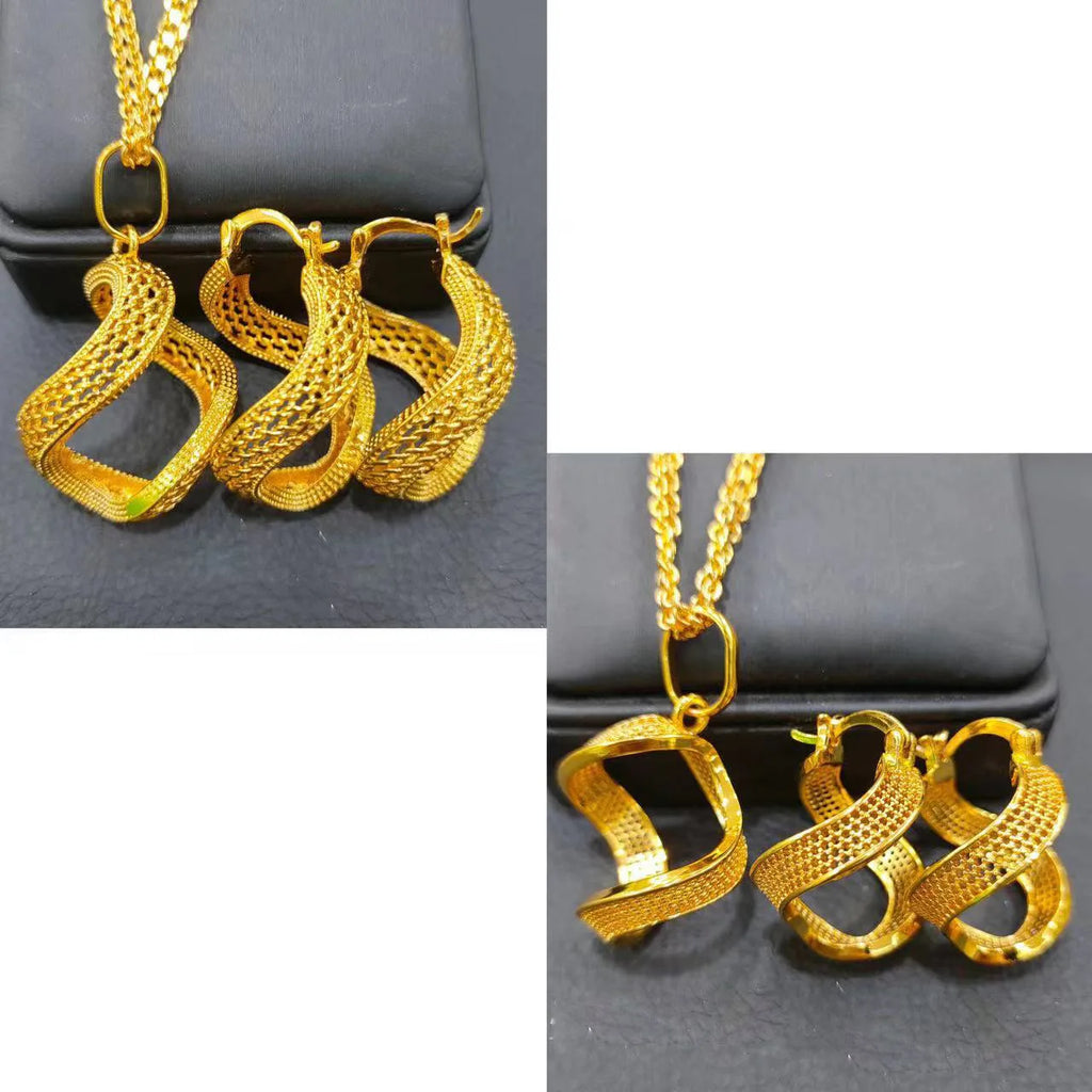 Dubai Bride 24K Copper Plated Bride Necklace Earrings Jewelry Set DD10208