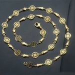 Load image into Gallery viewer, New Fashion Women Yellow Gold Color 8mm Round Flowers Wedding Jewelry Necklace Bracelet Set