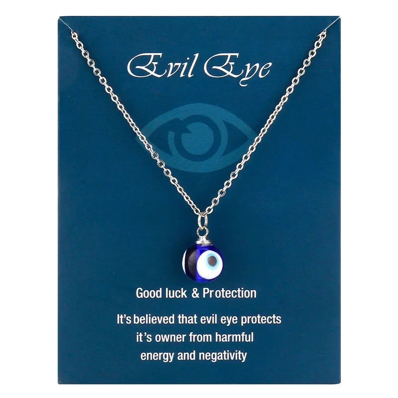 Fashion Blue Evil Eye Choker Necklace for Women Lucky Turkish Jewelry Copper Clavicle Chain Girl Party Wish Card Gift Collar