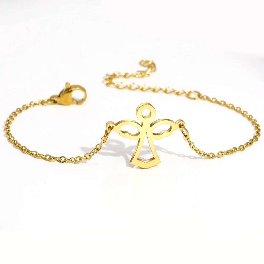 Stainless Steel Bracelets Elegant Cute Cartoon Angel Pendants Girls Trendy Fine Kpop Bracelet For Women Jewelry Wholesale Gifts