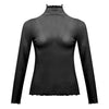 Autumn Korean Mesh T-Shirt Women Turtleneck Vintage Long Sleeve Office Lady Tshirts Slim Women Shirt Lace Blouse for Ladies