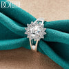 DOTEFFIL 925 Sterling Silver Crystal AAA Zircon Sun Ring For Women Fashion Wedding Engagement Party Gift Charm Jewelry