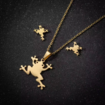 Load image into Gallery viewer, Luxury Designer Golden Jewelry Set For Women Frog Animal Stainless Steel Pendant Necklace Lot Gothic Accessories Joyas Mujer