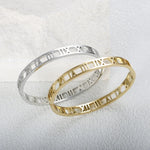 Load image into Gallery viewer, Foreign trade fashion ins style bracelet European and American simple design feeling hollow stainless steel Romannumeral bracele