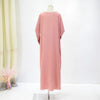 Women Long Dresses Muslim Ramadan Loose Maxi Dress Solid Crew Neck ,Elegant Long Sleeve Muslim Abaya ,Women's Clothing