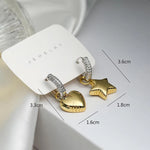 Load image into Gallery viewer, Full Shiny CZ Stone Tiny Hoop Drop Earrings Fashion Star Heart Shape Trendy Gold-color Drop Metal Earrings Evening Jewelry