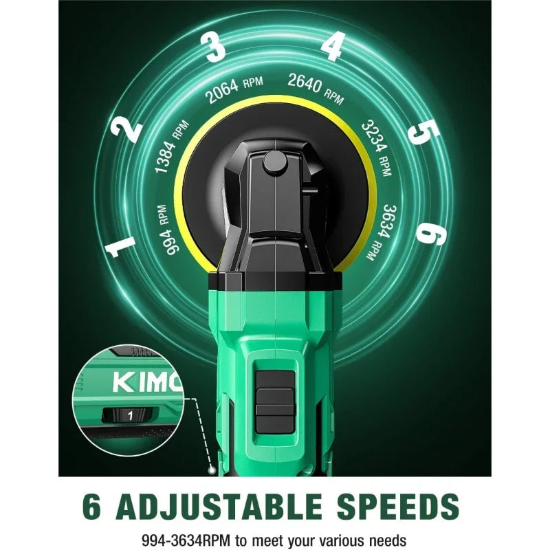 20V Cordless Buffer Polisher Kit, 24 Accessories, 2 X 2000mAh Batteries, Car Polisher w/ 6 Variable Speed Up to 3634RPM, Cordles
