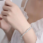 Load image into Gallery viewer, Silver Women's Full-blown Flowers Bracelet Delicate And Light Luxury Open Adjustable Bracelet Solid Bracelet Silver Jewelry