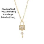 Load image into Gallery viewer, New Design Sense Light Luxury Zircon Crystal Lock Key Pendant Stainless Steel Necklaces For Women Sexy Party Neck Chain Jewelry