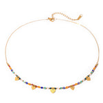 Load image into Gallery viewer, 18K Gold Plated Stainless Steel Colored Ball Bead Love Heart Sequin Necklace Waterproof Simple Metal Texture Trendy Jewelry