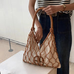 Load image into Gallery viewer, Seasonal Hollow Out Designed Shoulder Bag Versatile Knitting Handle Bag England Style Casual Women Tote Underarm Bag
