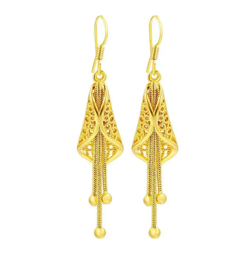 UMQ Copy 24k gold color Curved Hook Women's Stud Earrings for Mother's Wedding jewelry Long Time no Fade Fashion Earrings gift