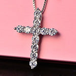 Load image into Gallery viewer, Fine Luxury crystal classic cross 925 sterling silver Pendant Necklace For Woman men charm Fashion party wedding Jewelry Gifts