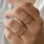 Load image into Gallery viewer, Zircon Double Crossed Shape Rings For Women Gold Plated Stainless Steel Cross Ring Luxury Wedding Couple Rings Aesthetic Jewerly