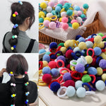 Load image into Gallery viewer, 20pcs Kids Elastic Hair Bands Girls Plush Ball Rubber Band For Children Sweets Scrunchie Hair Ties Clip Baby Hair Accessories
