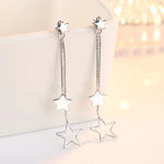 Load image into Gallery viewer, Genuine 925 Sterling Silver Jewelry Long Chains Star Drop Earrings For Lady New XY0026