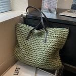 Load image into Gallery viewer, Luxury Design Straw Woven Tote Bags Summer Casual Large Capacity Handbags New Fashion Beach Women Shoulder Simple Style Shopping