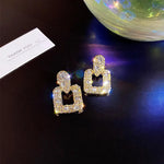 Load image into Gallery viewer, Fine Gold Color Rhinestone Square Round Earrings for Women Luxury Exquisite Stud Earrings Girl Wedding Engagement Party Jewelry
