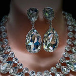 Load image into Gallery viewer, Stonefans Fashion Teardrop Necklace Set for Women Rhinestone Crystal Adjustable Statement Wedding Necklace and Earrings Set Gift