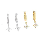Load image into Gallery viewer, 925 Silver Needle Zircon Four Leaf Hoop Earrings for Women Girls Fashion Huggies Party Wedding Jewelry Gift eh190