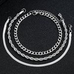 Load image into Gallery viewer, 2024 New Simple Stainless Steel Silver Color Jewelry Sets for Men Unisex Punk Vintage Smooth Ring Necklace Bracelet Set Gifts