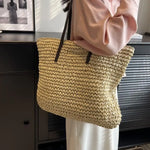 Load image into Gallery viewer, Luxury Design Straw Woven Tote Bags Summer Casual Large Capacity Handbags New Fashion Beach Women Shoulder Simple Style Shopping