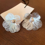 Load image into Gallery viewer, Exaggerate Big Flower Dangle Earrings for Women Silver Color Metal Hollow Petal Drop Earrings Party Trendy Statement Jewelry