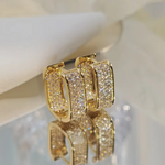 Load image into Gallery viewer, Huitan Korean Fashion Paved CZ Hoop Earrings for Women Metal Silver Color/Gold Color Simple Versatile Girls Earrings Hot Jewelry