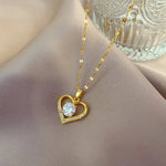 Load image into Gallery viewer, Luxury Shiny Zircon Crystal Heart Pendant Stainless Steel Necklace For Women Korean Fashion Female Wedding Jewelry Neck Chain