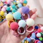 Load image into Gallery viewer, 20pcs Kids Elastic Hair Bands Girls Plush Ball Rubber Band For Children Sweets Scrunchie Hair Ties Clip Baby Hair Accessories