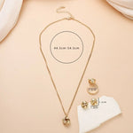 Load image into Gallery viewer, Gold-Color Ball Shape Jewelry Sets Copper Trendy Fashion Style Adjustable Chain Rings Necklace For Woman On Party Wedding