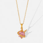 Load image into Gallery viewer, Luxury Pink Zircon Heart Necklace for Women Gothic Sword Go Through Heart Pendant Elegant Crystal Flower Love Choker Y2k Jewelry