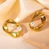 ANENJERY 316L Stainless Steel Imitation Pearls Hollow Heart Round Earrings For Women French Temperament Jewelry Gifts Wholesale