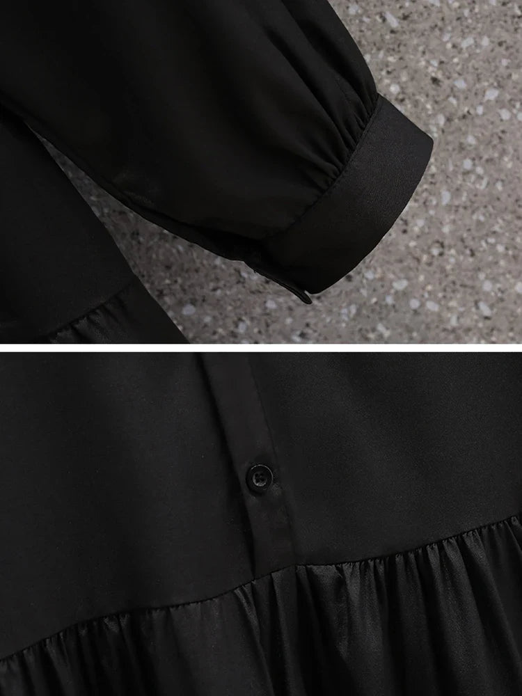 Plus Size Dresses Women Autumn 2024 New Arrival Long Sleeve Black T Shirt Dress Women Korean Style Large Size Dresses Female