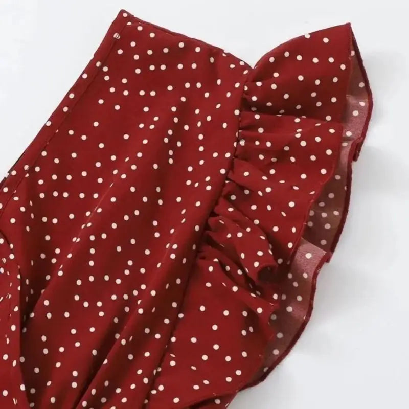 Polka Dot Printing Chiffon Lace Up V-Neck Sexy Chic Flying Sleeve Women's Blouse Shirt Korean Fashion Female Clothing Tops 2024