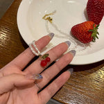 Load image into Gallery viewer, Kiss Jewelry Kpop Summer Red Cherry Leaf Pendant Pearl Beaded Necklace for Women Y2K Korean Fashion Sweet Choker 2023 Trendy