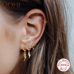 Load image into Gallery viewer, ROXI 925 Sterling Silver Lightning Pendant Stud Earrings For Women brincos Personality Hanging Stud Earrings Punk Jewelry Korean