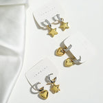Load image into Gallery viewer, Full Shiny CZ Stone Tiny Hoop Drop Earrings Fashion Star Heart Shape Trendy Gold-color Drop Metal Earrings Evening Jewelry