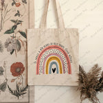Load image into Gallery viewer, 1 Pc It Takes A Big Heart To Shape Little Minds Rainbow Pattern Tote Bag Canvas Shoulder Bag Women's Reusable Shopping Bag